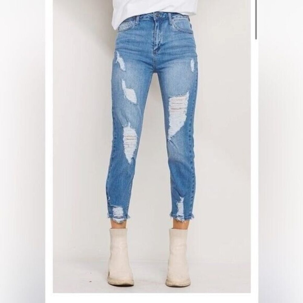 Jelly Jeans Light Blue Distressed Mom Jeans Boutique Jeans Size 1